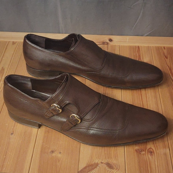 Gucci Brown Leather Double Monk Strap Brown 11.5 D main image 7